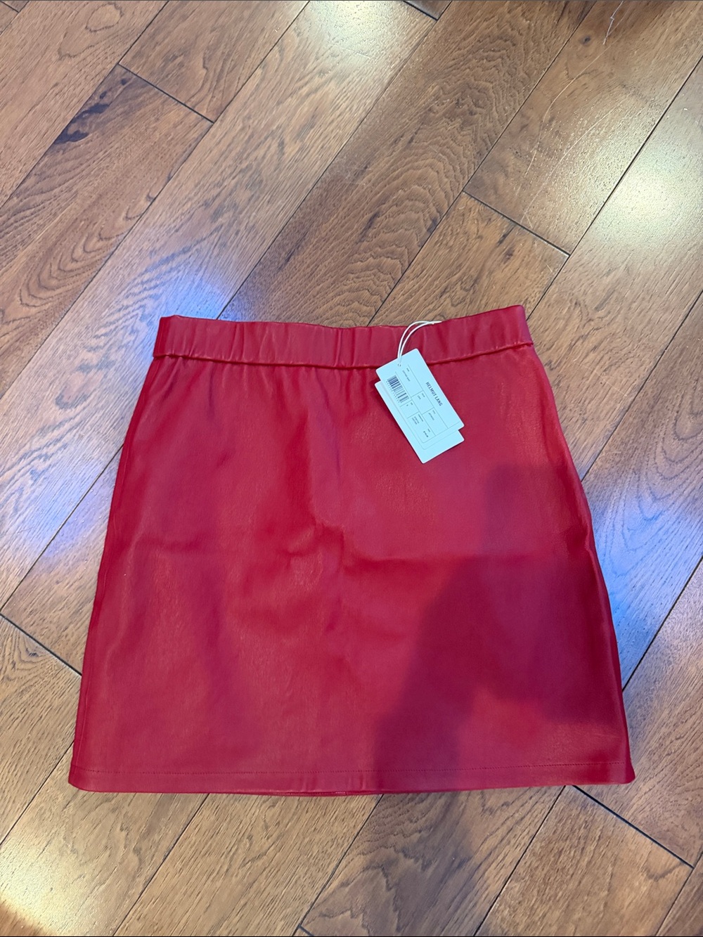 Helmut Lang Red Leather Mini Skirt